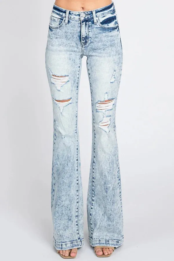 Petra Mid Rise Stretch Flare Jeans