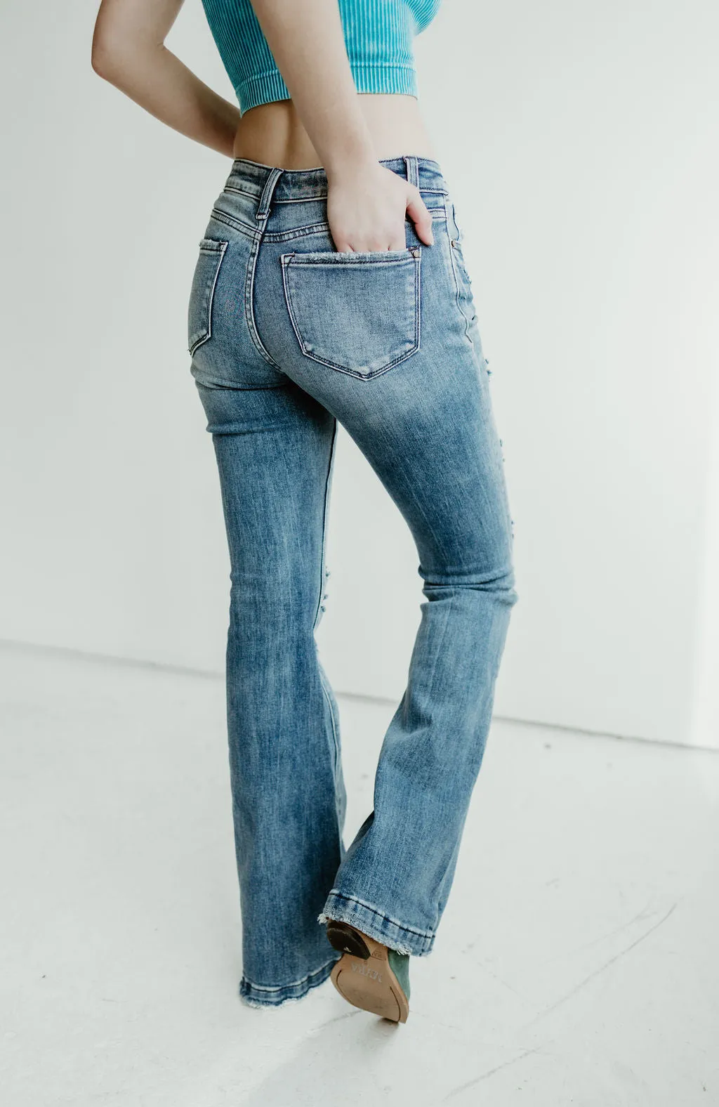 Petra Mid Rise Stretch Flare Jeans