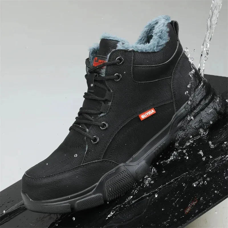 S1 safety work boots leather plush
