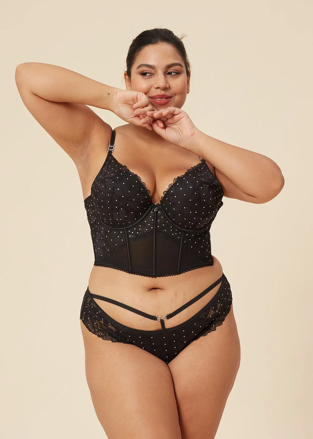 SHARON Plus Sexy Black Lace Brief Panties
