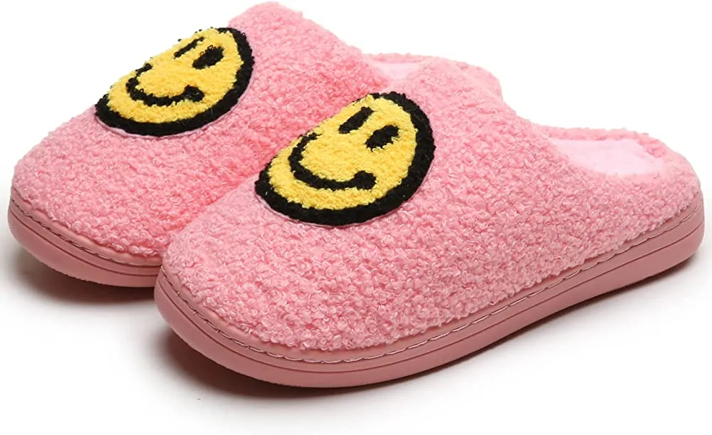 Smiley Face Plush Fluffy Slippers