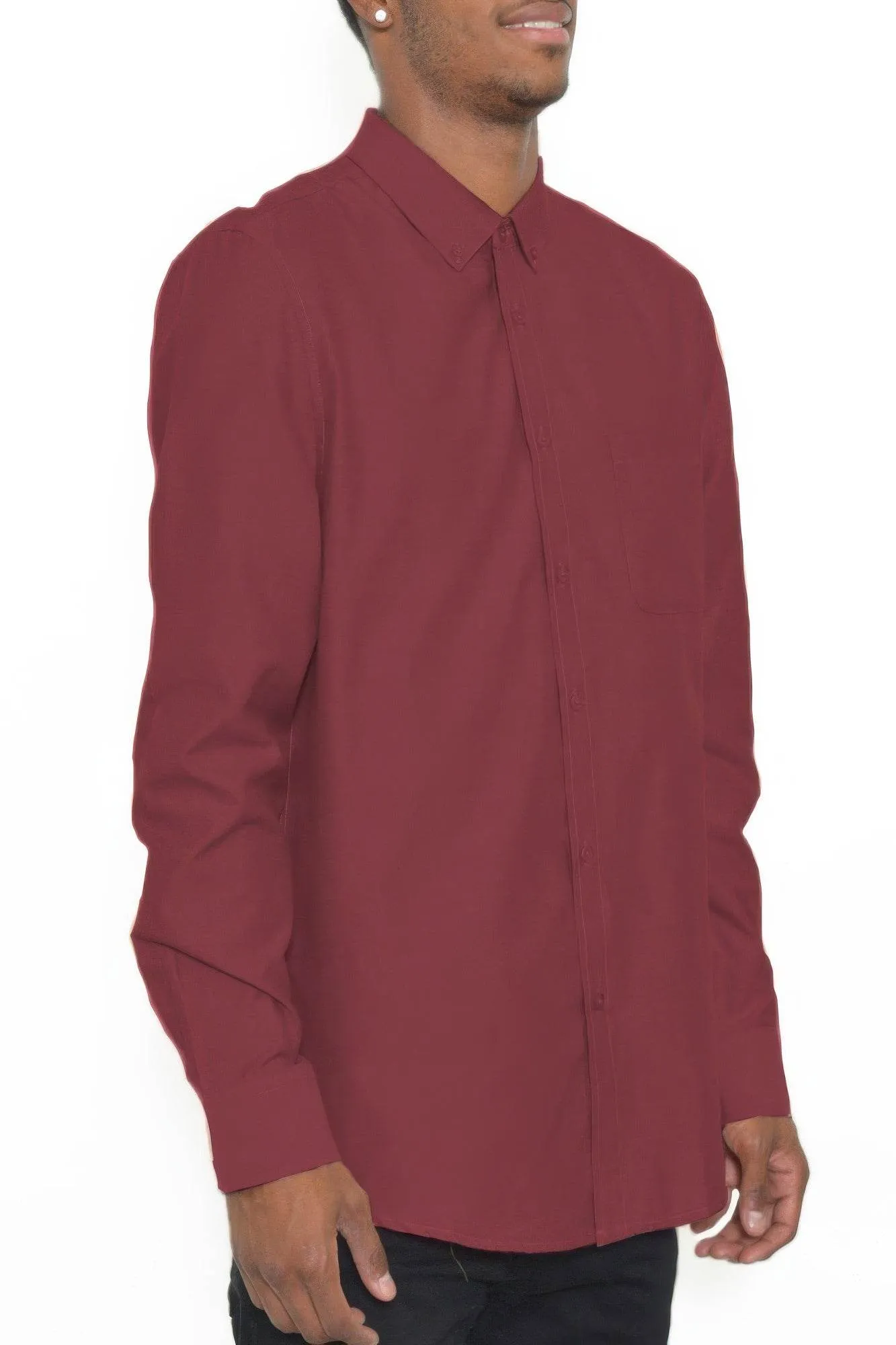 Solid Long Sleeve Button Down