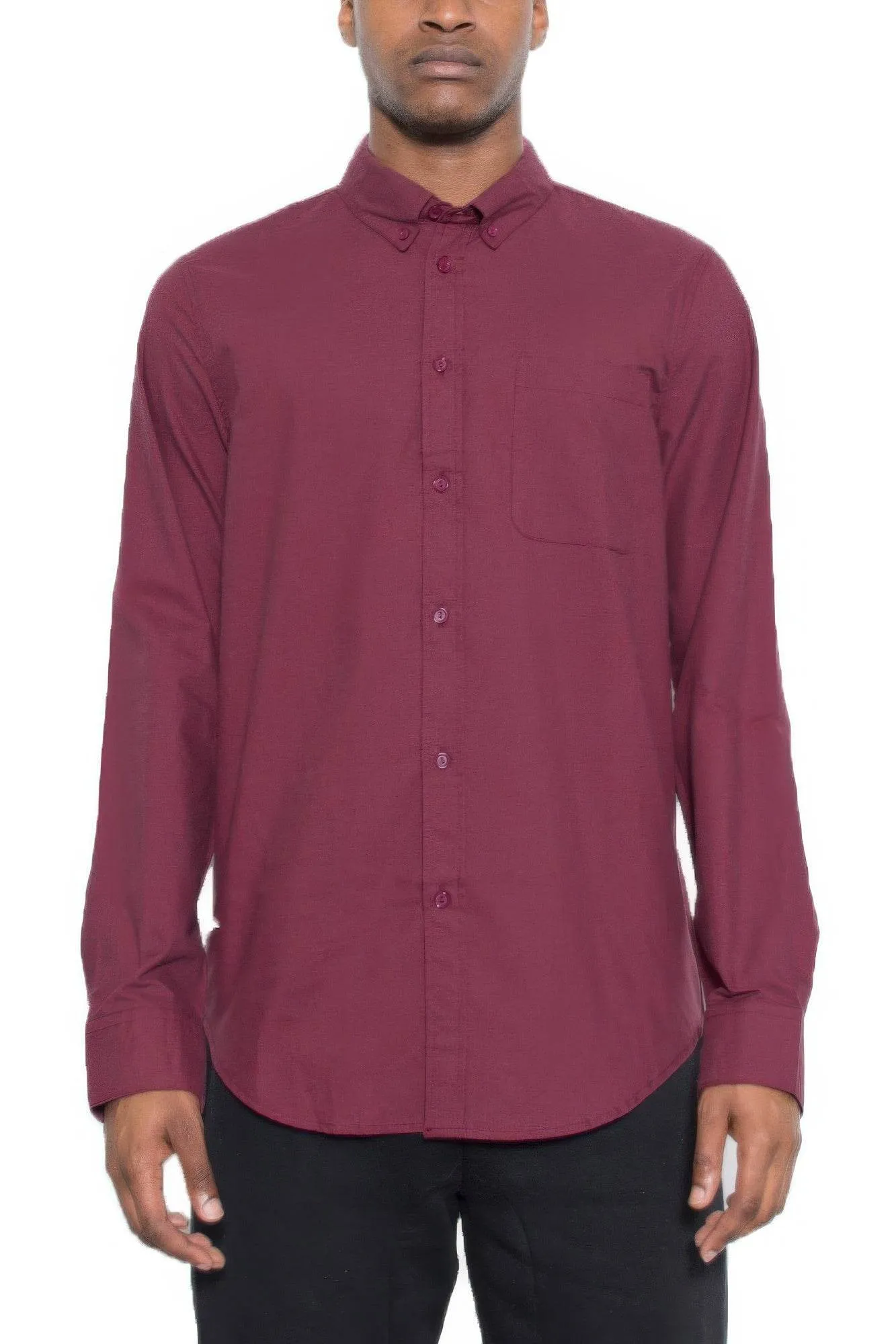 Solid Long Sleeve Button Down