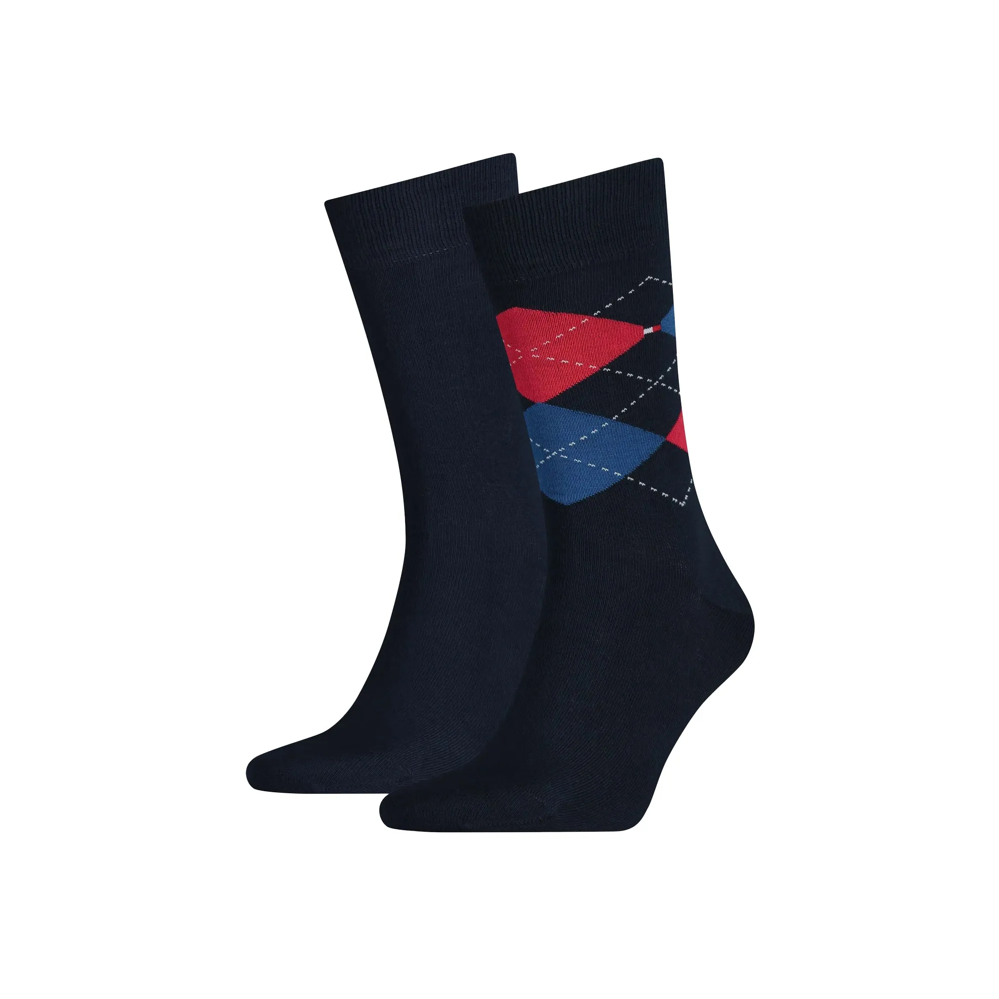 Tommy Hilfiger Two Pack Knitted Argyle Socks Navy Tommy Original