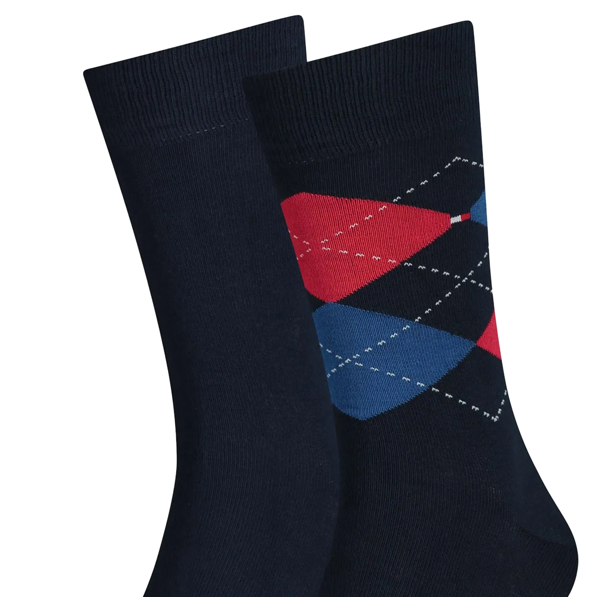 Tommy Hilfiger Two Pack Knitted Argyle Socks Navy Tommy Original