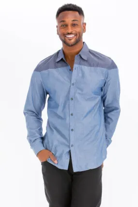 Two Tone Long Sleeve Button Down Shirt
