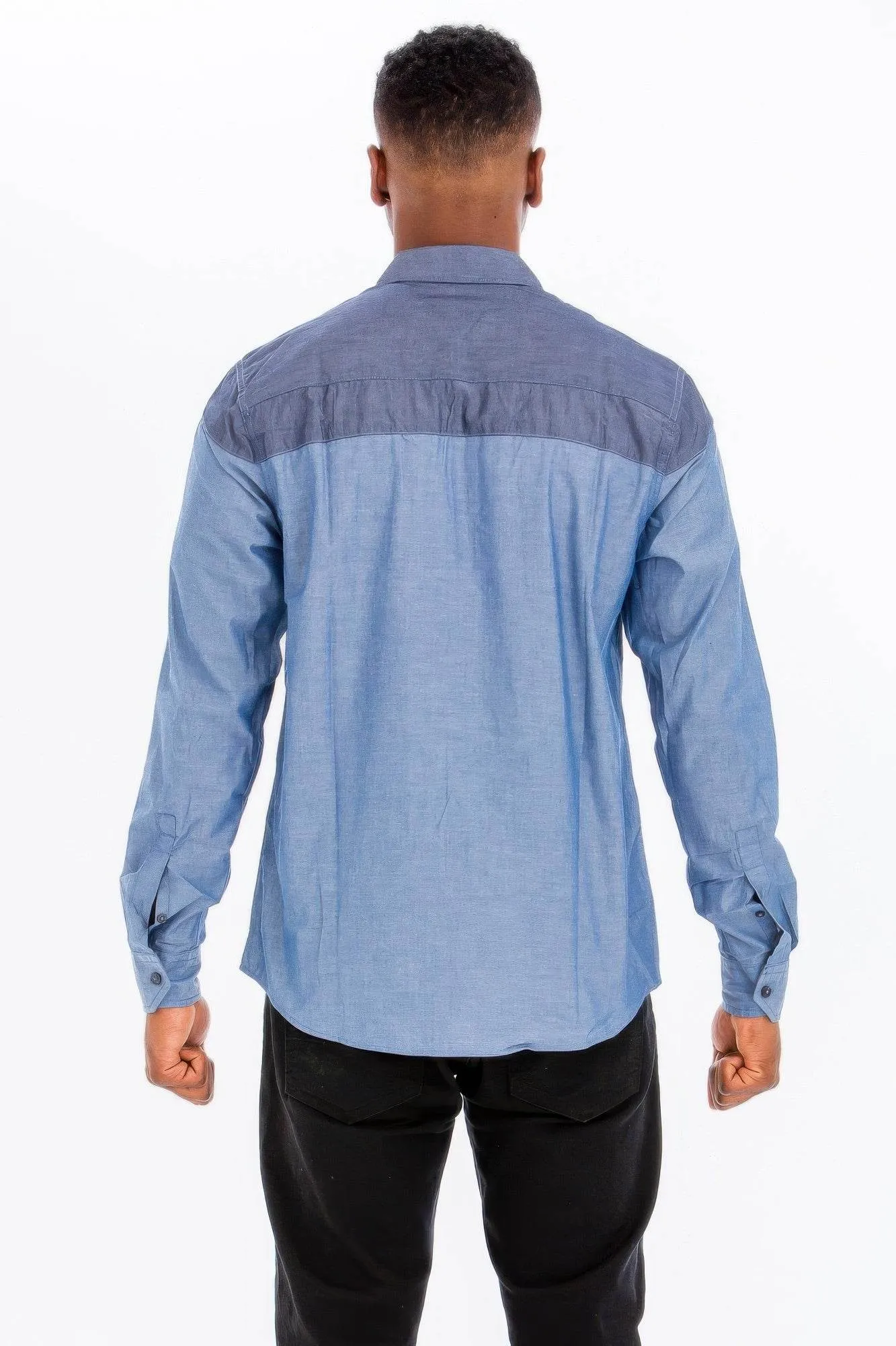 Two Tone Long Sleeve Button Down Shirt