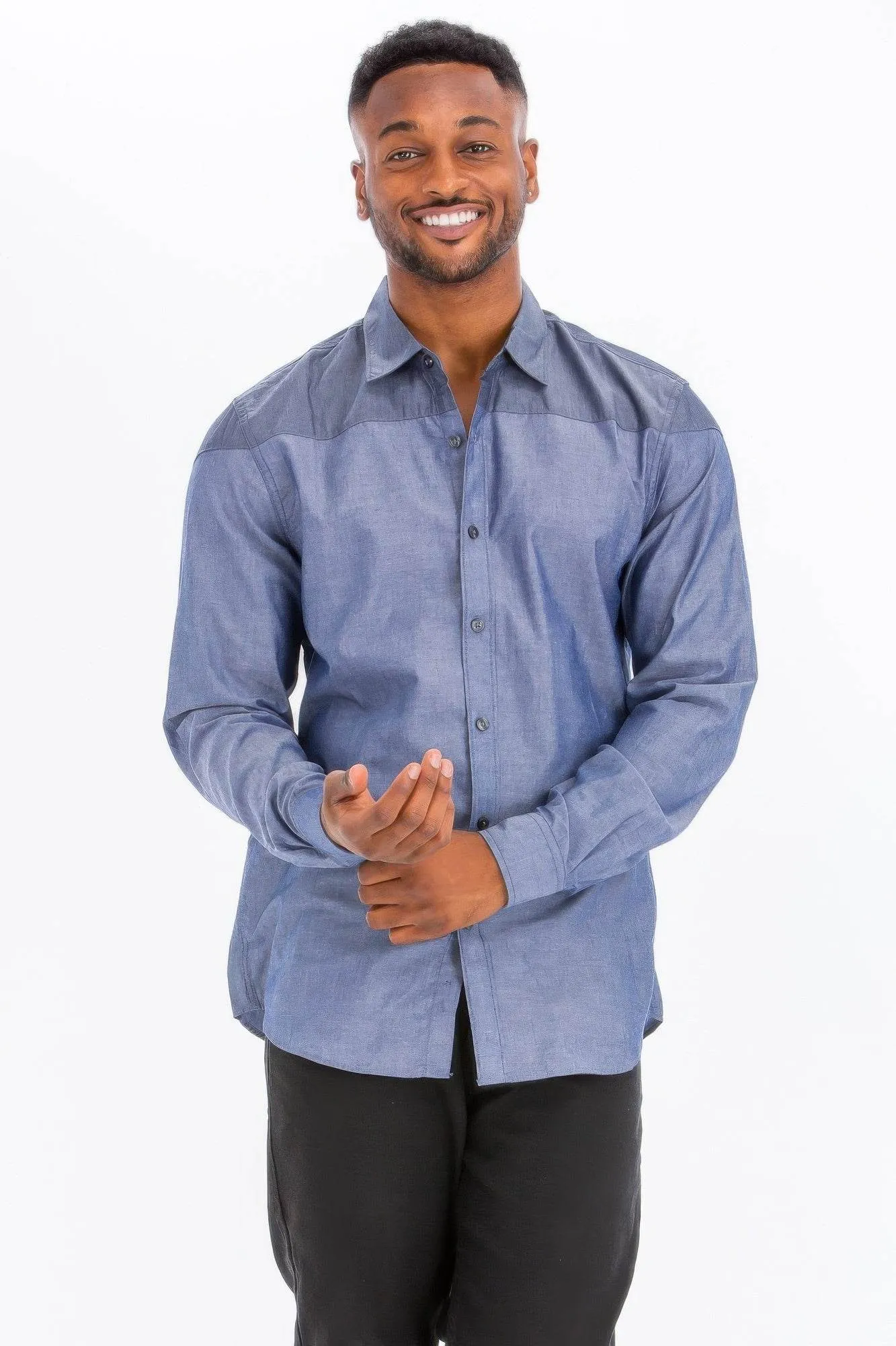 Two Tone Long Sleeve Button Down Shirt