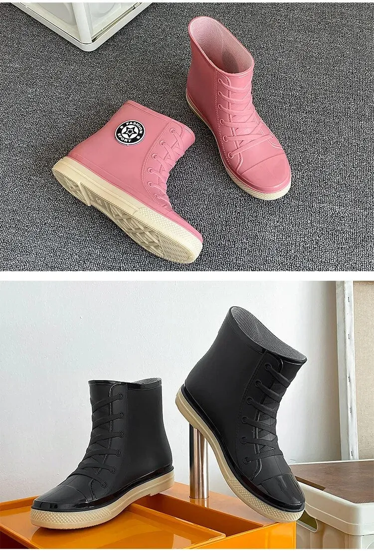 Women Autumn Winter Rubber Boots Fashion Waterproof Boots Casual Female Colorful Rain Boots - WRB50124