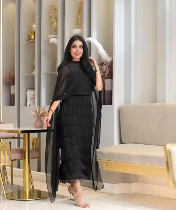 Women's Evening Dress High-Waisted Huge Skirt Fragmentary Splicing Sexy Elegant Arabic Fashion   S4891999