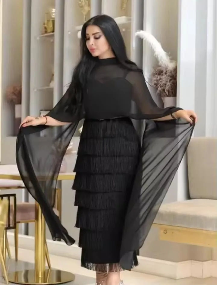 Women's Evening Dress High-Waisted Huge Skirt Fragmentary Splicing Sexy Elegant Arabic Fashion   S4891999