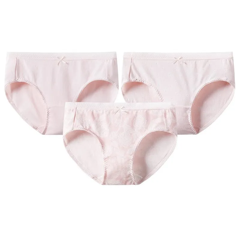 Women's Pure Cotton Printed Mid-Rise Bikini Panties (3pcs Pack)